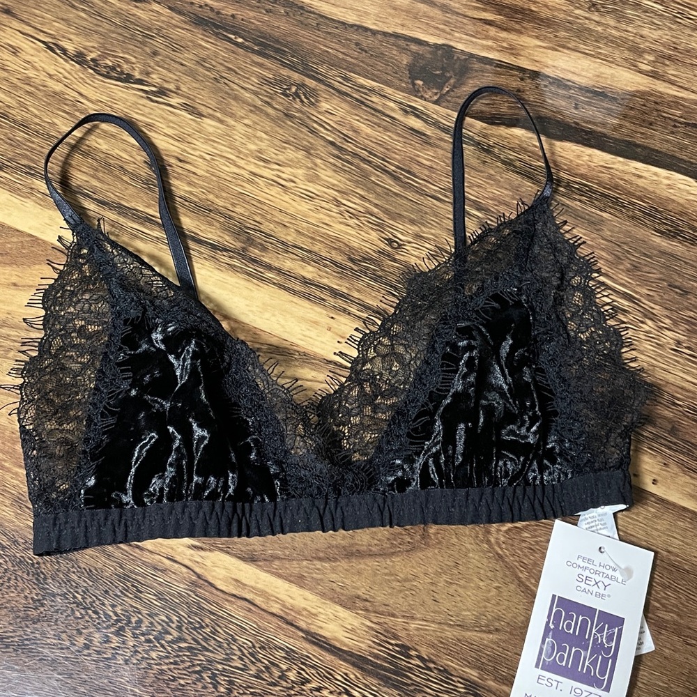 Hanky Panky Black LUXE PANNE VELVET Bralette - Picture 6 of 10